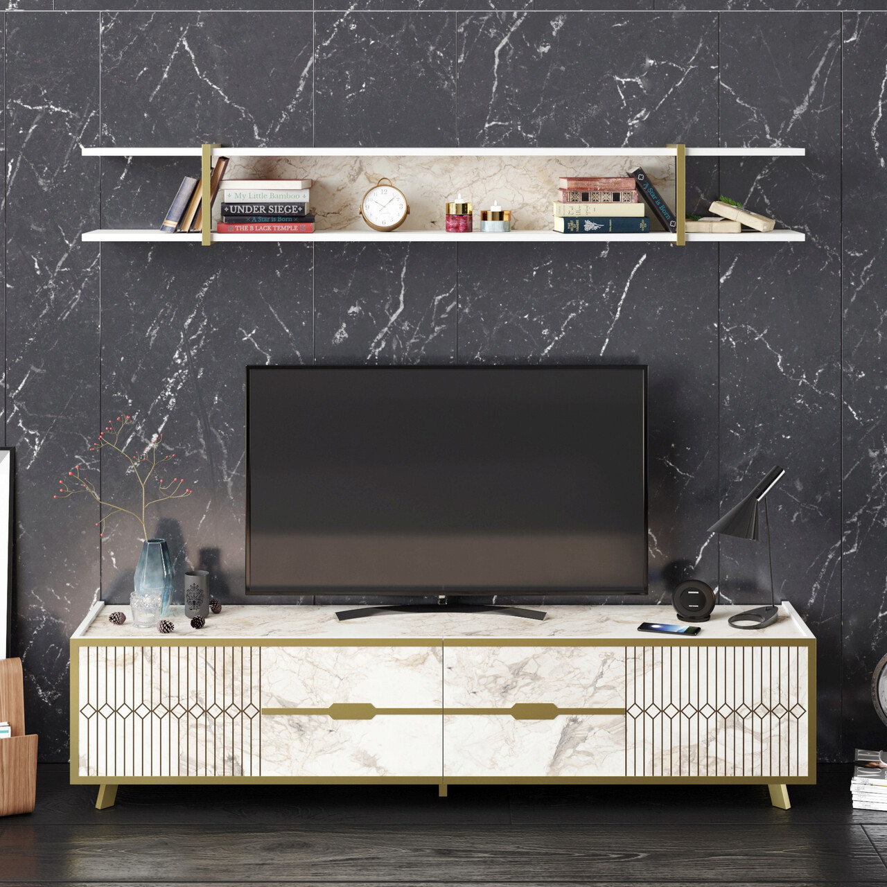 Comoda TV, Hanah Home, Frida, Alb - imagine 7